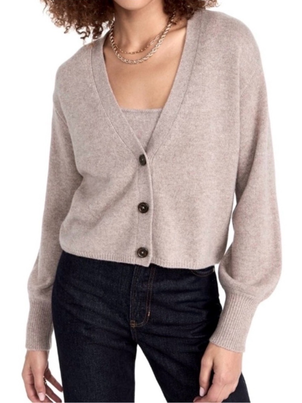 Reformation Varenne Cardigan and Cami Cashmere Set in Oatmeal S